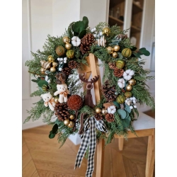 Wieniec zimowy świąteczny Zielony Leśna Opowieść 60 cm